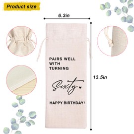 60th Birthday Wine Bag | Sixty Birthday Gift | 60 Years Old Gift | Idea Wine BagPairs Well with Birthday Bag | Birthday Gift For Him Her | 1964 Unique Birthday Gift 11WB55 (60th Birthday)