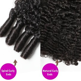 Burmese Curly Bundles Human Hair 18 20 22 Inch 3 Bundles 3c4a Burmese Raw Hair Extension Real Human Hair Quick Weave Water Wave with Spiral Curly End Natural Color