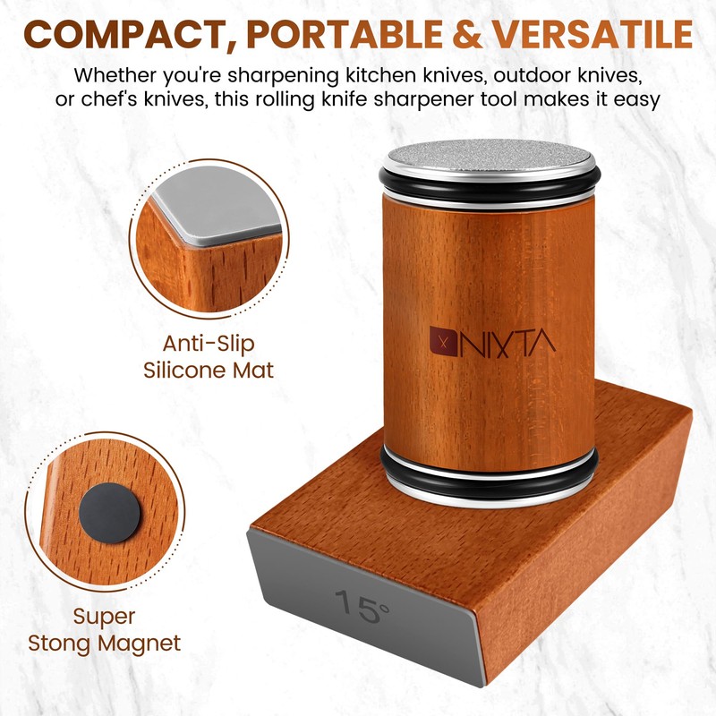 Nixta Rolling Knife Sharpener Kit – 3-Stage Manual Knife Sharpener