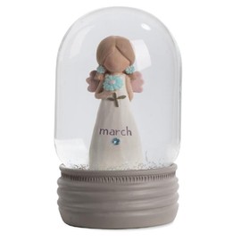 Blossom Bucket March Birthstone Angel Snow Globe, 4.25-inch Height, Resin, Home, Home Décor