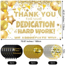 We Appreciate You Banner Thank You Banner Decorations Thank You for All You Do Backdrop for Teacher Employee Staff Doctors Nurse Poaster Volunteer Appreciation Week Party Decor - White Gold