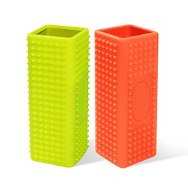 MOGALY 2 PCS Silicone Pet Hair Remover, Reusable Rubber Pet Hair Block Roller Cleaner for Carpet, Couch, Furniture, Car Seats (Orange, Yellow)