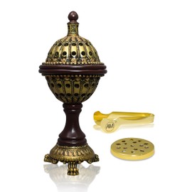 AM Lux Globe Incense Burner - Bakhoor Cone Holders | Insence bukhoor Burners| Frankincense Burner Charcoal | Mabkhara | for Office & Spiritual Décor (Bronze)