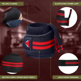 Mytra Fusion Elasticated Wrist Wraps With Thumb Loop SP1 for Training Workout Gym Exercise (Black/Red)