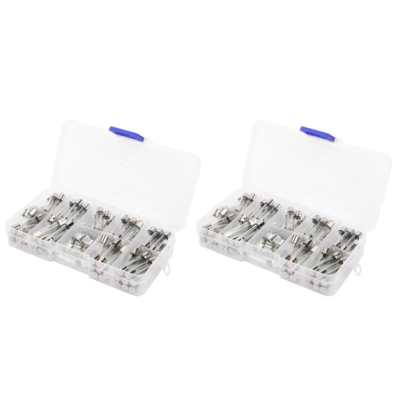 2Boxes Glass Tube Fuse Kit M6x30mm 0.5A‑30A Fast Acting Quick