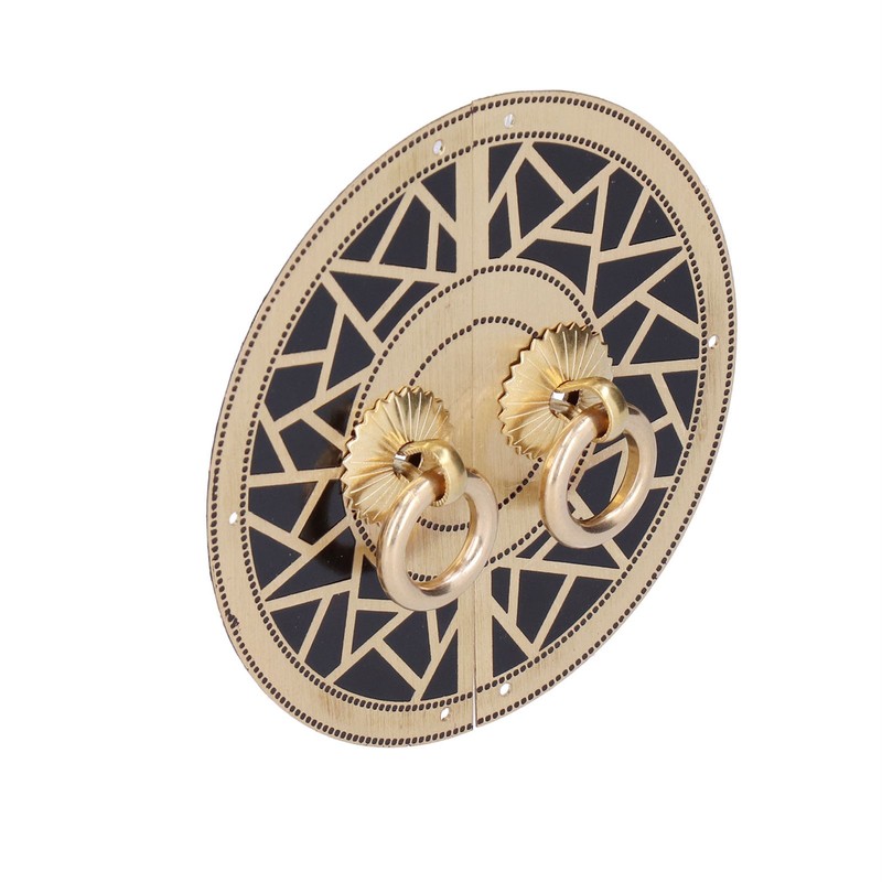 Chinese Antique Cabinet Handle Brass Circular Plaid Bookcase Knob for