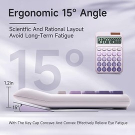 NGIFERA Desk Calculator,12 Digits, Large LCD Display,Big Buttons,Solar and Battery Dual Power Desktop Calculators,Cute and Aesthetic,Suitable for Office and Study (Ombre Purple, M)