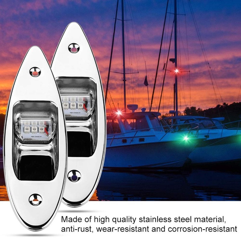 Navigation Light,2Pcs LED Flush Mount Navigation Light 12V Stainless Steel