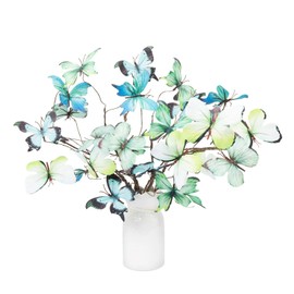 5 Pcs DIY Butterfly Decorations 5 Butterfly Branches with 30 Fake Butterflies for Crafts Faux Stems for Vase Filler Bouquets Home Decorations Garden Office Table Decor (Green)