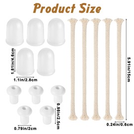 Round Cotton Oil Lamp Wicks 5 Pack Glass Tube Holder Wick 1/4"