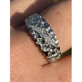 Men's Nugget Ring - Plain Solid 925 Sterling Silver Ring - Iced Cz Claw Mark - Sizes 6-13 (6)