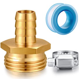 YELUN Solid Brass Garden Hose Repair kit Connector with Clamps 1/2" Barb x 3/4" Male,Fit for Garden Hose Fitting,Male and Female Hose Fittings