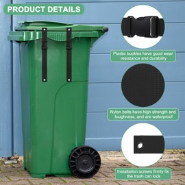 M METERXITY 2-Set Trash Can Locks for Animals, 17 Inch Buckle Type Raccoons Bear Proof Garbage Strap for Out Door Garbage Can, Lid Garbage Can Lock Easy to Install [Black]