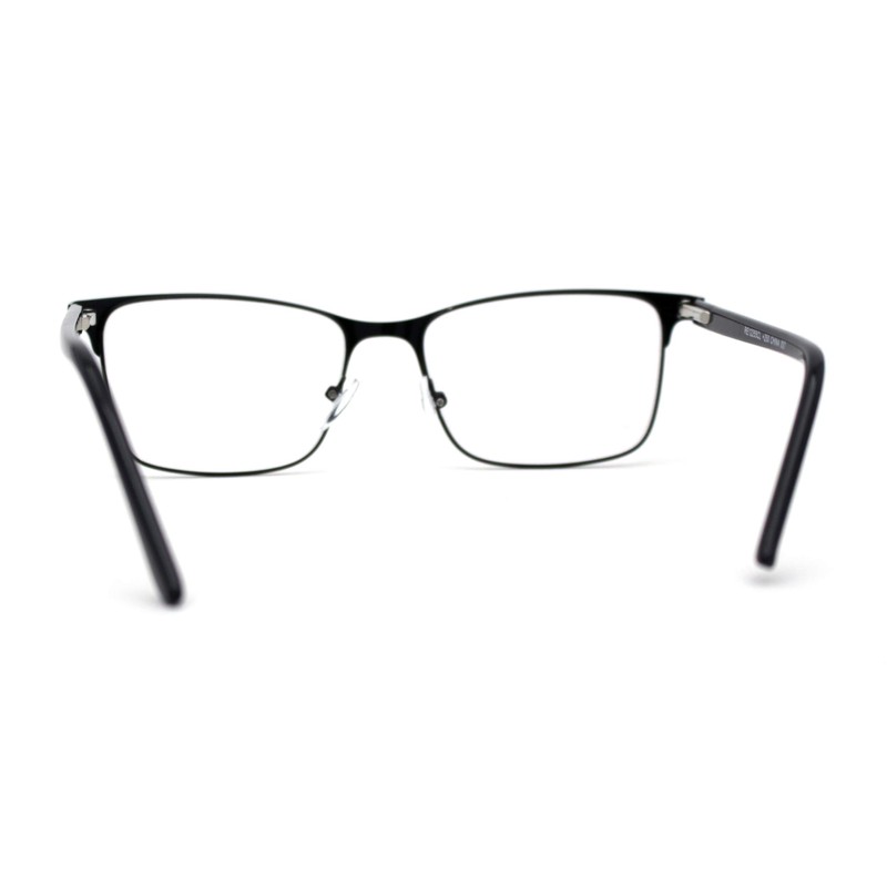 Mens Metal Half Rim Rectangular Reading Glasses All Black +3.5