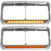 Partsam 2x Headlight Bezel with 12" Amber LED Light Strip