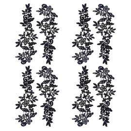 GORGECRAFT 8 Pieces Neck Appliqué Collar Trim Patches Embroidered Flowers Water Soluble Lace Embroidery Lace Patch Black Flowers Patches for Wedding Dress Costumes Sewing Clothing Accessories