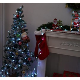 YEGUO Solar Christmas Candy Cane Rope Lights, 2 Pack Each 33ft 100 LED Green & White Solar Rope Lights Outdoor Waterproof Decorations String Tube Lights