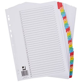 Q-Connect KF01522 Index A4 Multi-Punched 1-31 Reinforced Multi-Colour Numbered Tabs KF01522