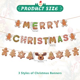 Bekecidi 2PCS Merry Christmas Bunting Banner Hanging Bunting Garland Christmas Banners Flags Christmas Hanging Decoration for Xmas Party Home Wall Door Window Fireplace Tree