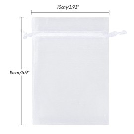 G2PLUS White Organza Bags, 10 x 15 cm Gift Organza Bags, Pack of 50 Organza Bags with Drawstring for Wedding Candy Bags, Jewellery Bags, Gift Bags