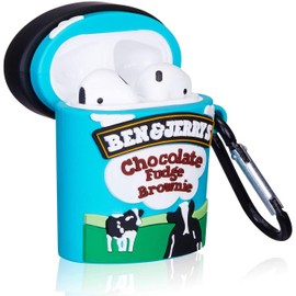 Milk Icecream Case for AirPod 2nd/1st, Air Pods Cover for Girls Teens Kids, Cute Fun Fashion Cartoon Design Pattern Skin, Full Protective Shockproof Accessories Keychain for AirPods Charging Cases