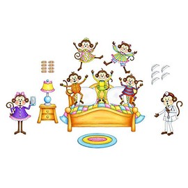 Five Little Monkeys Jumping On The Bed Felts Flannel Board Story 26 pieces PRECUT plus 6 coloring/activity pages lesson suggestions