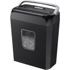 Bonsaii Paper Shredder for Home Use, 6 Sheet Crosscut Paper Credit Cards, Staples, and Clips Shredder for Home Office Use, Portable Handle Design, 3.4 Gal Wastebasket (C237-B Upgrade Version)