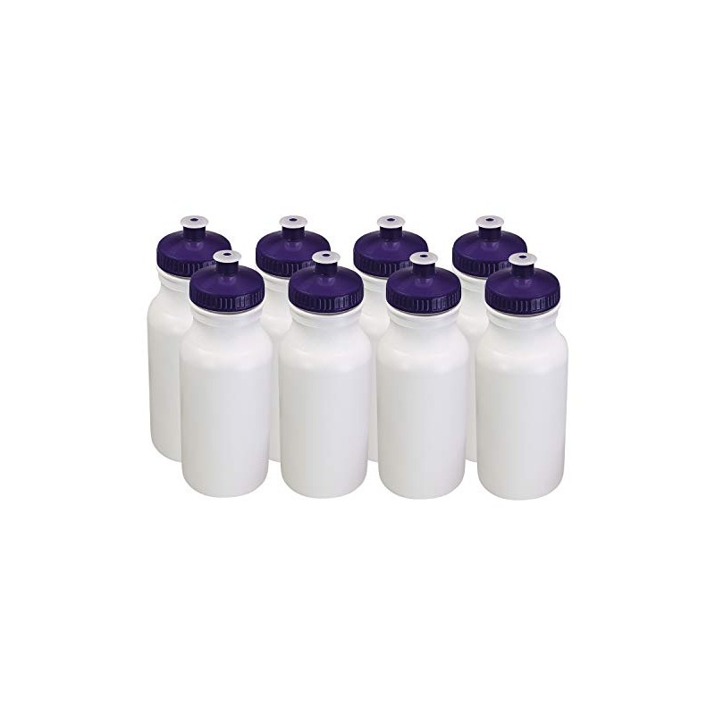 Pinnacle Mercantile Sports Squeeze Plastic Water Bottles Purple Push/Pull Cap