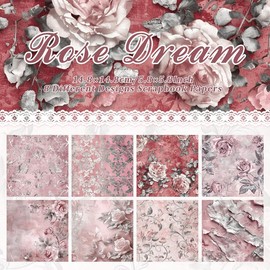 16 Sheets Aesthetic Scrapbook Paper Set – Vintage & More Styles for Junk Journals, Journaling, Scrapbooking & DIY Projects,TikTokShopBacktoSchool:_Pink Rose