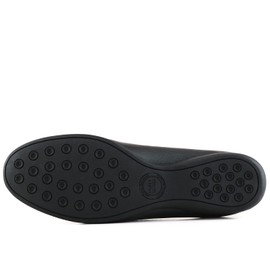 Marc Joseph New York Womens Casual Comfortable Genuine Leather Lightweight Driving Moccasins Classic Fashion Venetian Slip On Ladies Driving Loafer Flat Shoes Black Grainy 7