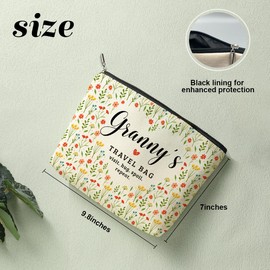 Granny's Travel Bag Mothers Day Makeup Bag Granny Grandma Gifts Grandma Birthday Gifts Funny Coloful Floral Cosmetic Bags for Women Nana Gigi Mimi Nanny Granny Chirstmas Appreciation Retirement Gift