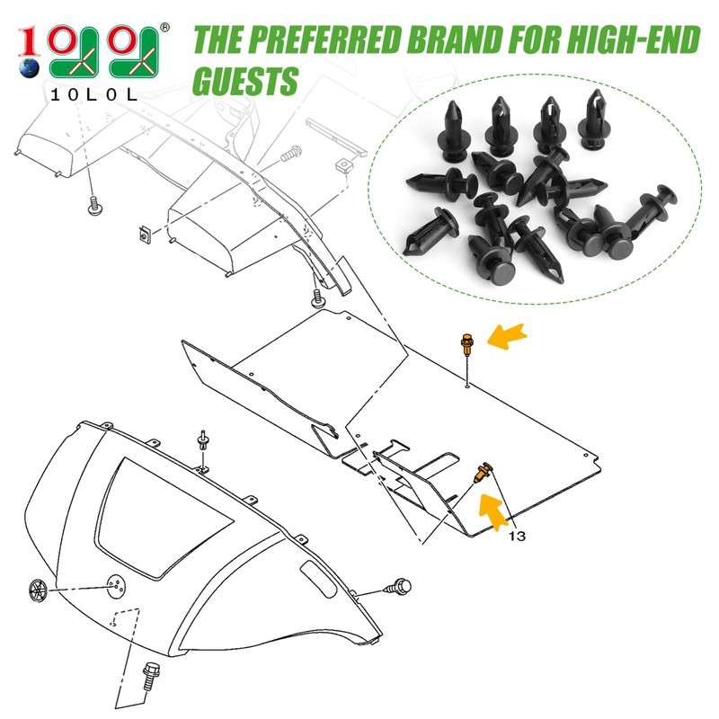 10L0L Golf Cart Floor Mat Push Rivets for Yamaha Models