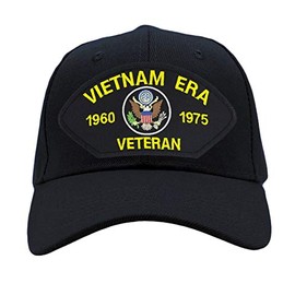 PATCHTOWN US Military - Vietnam Era Veteran Hat/Ballcap Adjustable One Size Fits Most (Black, Standard (No Flag))