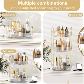 3 Tier 360 Rotating Makeup Organizer Lazy Susan Trays luxury sturdy Skincare Perfume Skincare Organizer Bathroom Counter Vanity fragrance Cosmetic Display case box living room kitchen bedroom organizer Gift Ideas gift for girl adults Valentine Gift:_3Tier