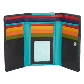 VISCONTI Leather Wallet - RFID Protection Women's Purse - XL 14 cm x 10 cm - Purse with Press Stud for Additional Security Bifold Wallet with Gift Box, multi-coloured, Modern