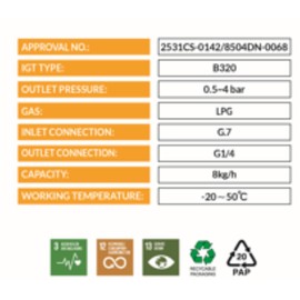 Tezla by iGT Propane Regulator With Gauge 0.5-4 bar Adjustable POL with 4.8mm nozzle