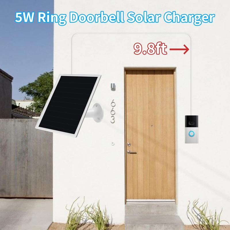 Solar Panel Charger for Ri ng doorbell Camera, Compatible with