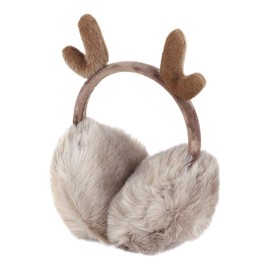 TINAYAUE Adjustable Winter Warm Earmuffs for Girls Women Flexible Headband Ear Warmer Cute Christmas Antlers Earmuff Outdoor Indoor Faux Rabbit Fur Ear Covers for Kids Adults Furry Ear Muffs