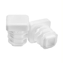 Prescott Plastics 10 Pack: Square White Plastic Plug, Tubing End Cap, Durable Chair Glide (.50" (1/2") OD)