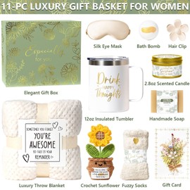 Birthday Gifts for Women Self Care Get Well Soon Gift Baskets, Spa Care Package Thinking of You Gift Set, Sympathy Inspirational Sunflower Mothers Day Easter Gifts for Women Her Mom Friend Sister Wife