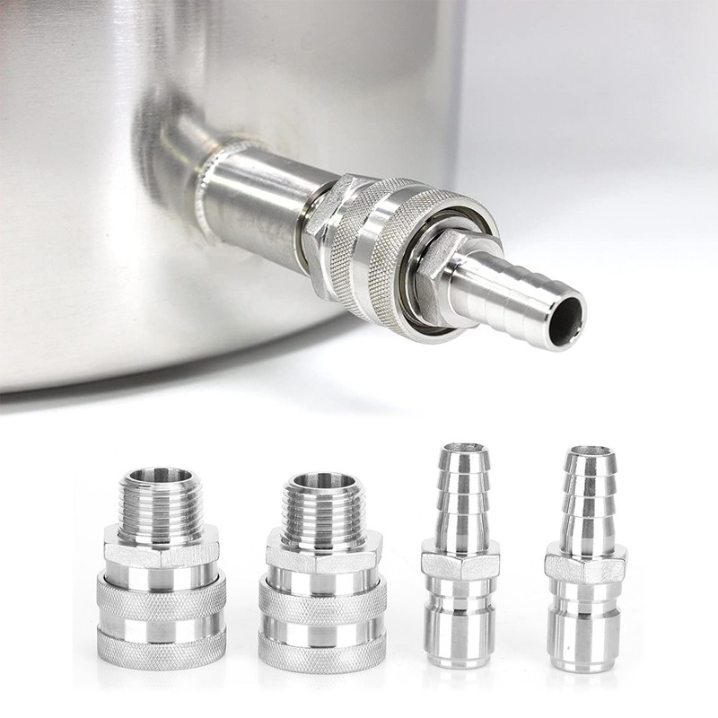 4pcs G1/2in Thread Stainless Steel Quick Connector Adapter Fitting for