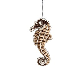 C&F Home Bahamas Beaded Seahorse Christmas Xmas Ornament Seahorse Brown