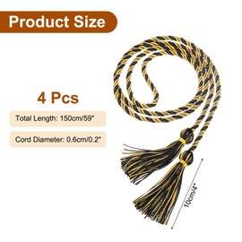 sourcing map 4 Pcs Graduation Cords, Graduation Tassel Honor Cords, 2025 Graduation Honor Cord with Tassel, Braided Cords for Graduation Bachelor Gown Sewing, Gold+Black