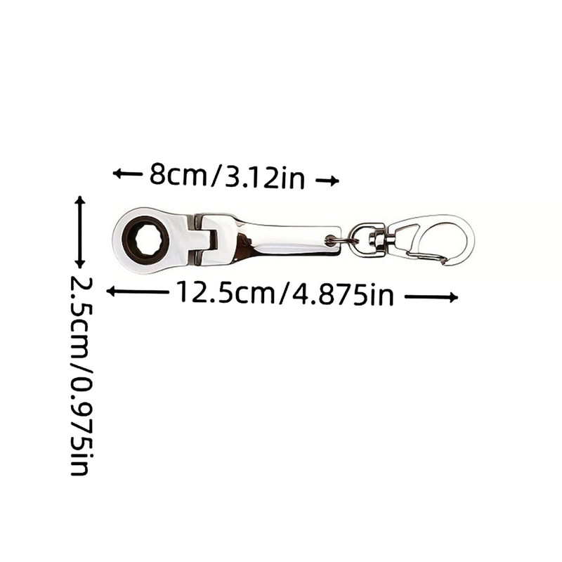 Michear Ratchet Spanner 180°Flex-Head Keyring Combination 10mm Portable Ratchet Ring