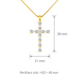 FineryGal Dainty Gold God Cross Necklace for Women Crystal Clear Drop CZ Cross Choker Gift Prayer God Jesus Birthday Anniversary Christmas