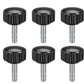 TA-VIGOR 6Pcs M4 x 15mm Male Thread Knurled Clamping Knobs Grip, 16mm Dia Thumb Screw on Type Round Head Clamping Handle Bolt with Plastic Knobs