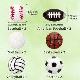 12Pcs 3D Sports Ball Fridge Magnets, Strong Magnetic Decorative Magnets with Football, Basketball, Soccer, Volleyball, Baseball, Golf Styles, Sports Theme Magnets for Kitchen Whiteboard Locker School