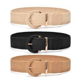 Yaopeing 3 Pieces Straw Woven Belt for Women Ladies,Boho Elastic Waist Braided Belt for Dress,100cm/39(Fit waist size 30"-35")