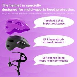 KORIMEFA Kids Bike Helmet Toddler Bike Helmets for Ages 2-8 Years Boys Girls CE Certified Safety Adjustable Multi-Sport Roller Skating Skateboard Scooter Cycling Helmet (Purple, XS)