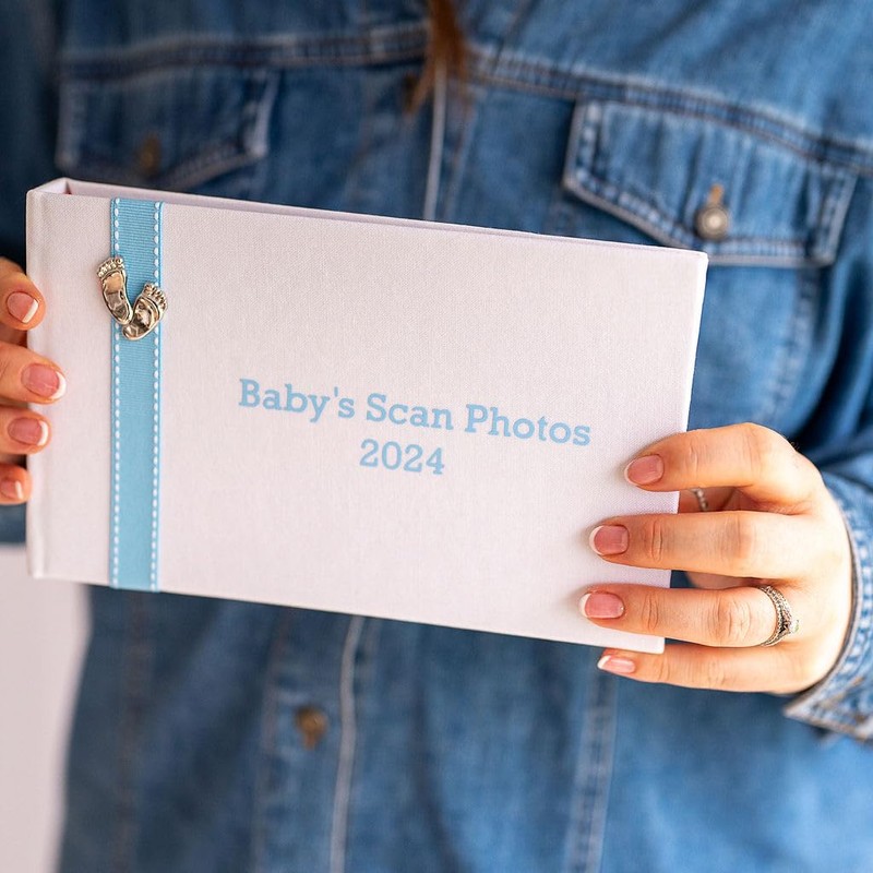 Baby's Scan Photos 2024 - Photo Album with Stitched Blue